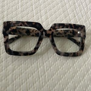 From Amazon, Brand: Zeelool blue light blocking glasses. No prescription.